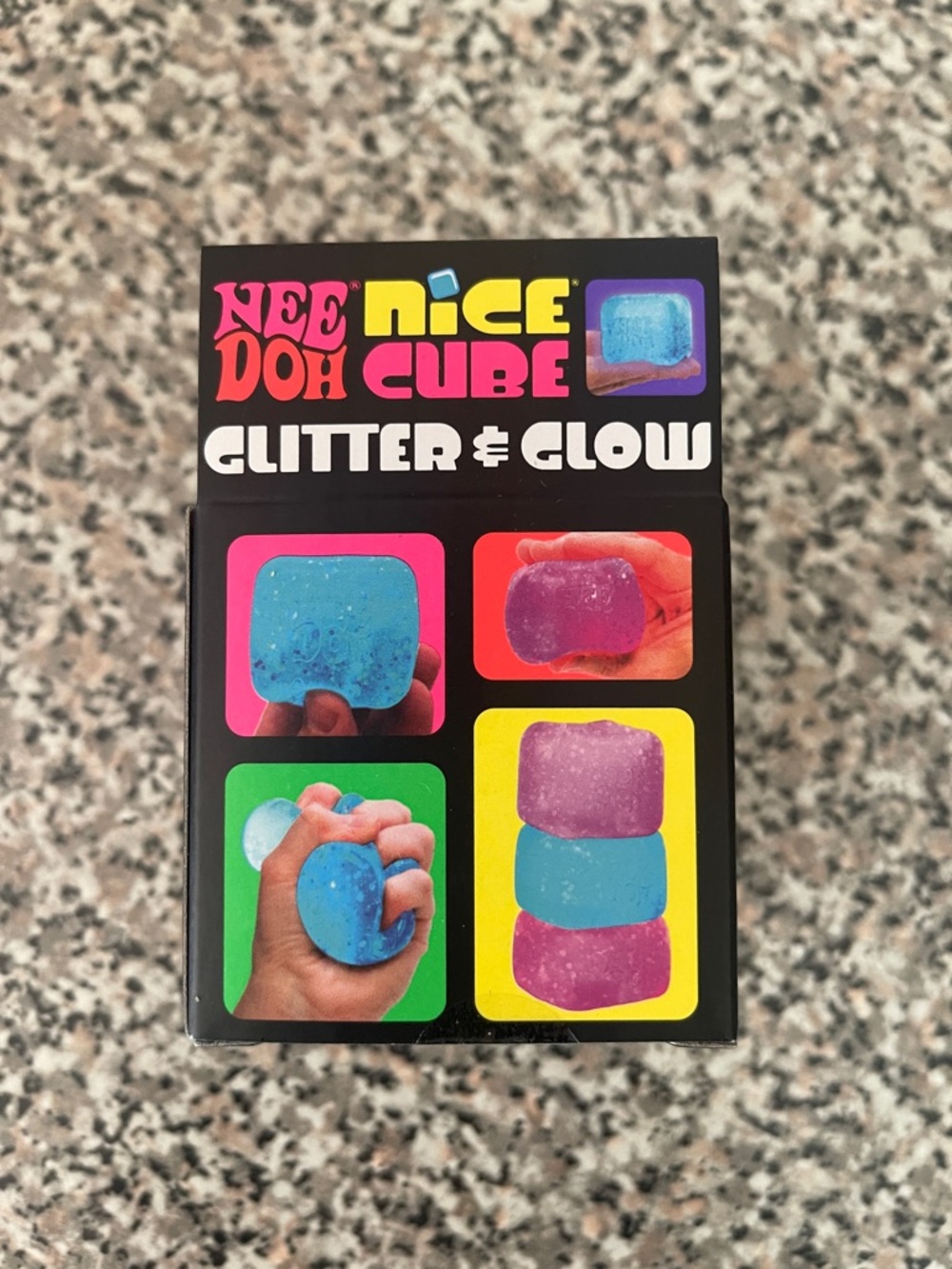 Nee Doh Nice Cube Glitter & Glow Super Solid Squish! - Pink - Picture 2 of 3